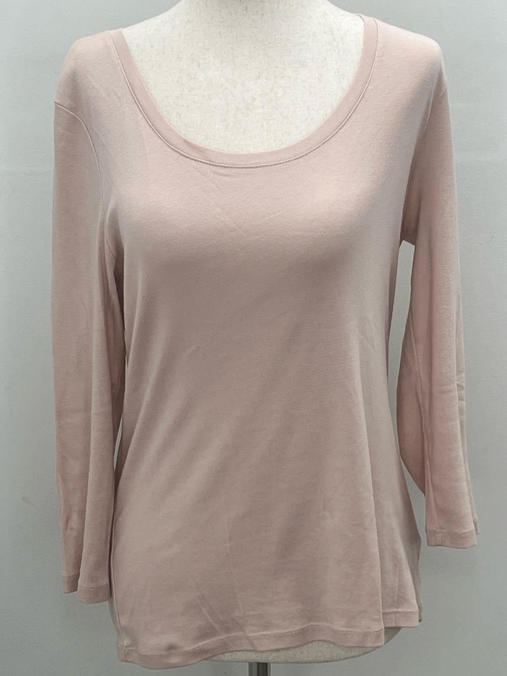Talbots Womens Pink Pima Cotton 3/4 Sleeve Scoop Neck Top T-Shirt Size Small